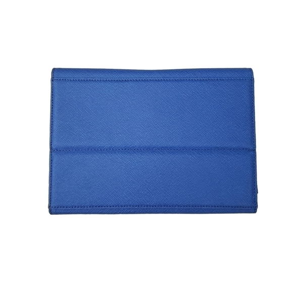 Michael Kors Blue Saffiano Leather Ipad Mini Stand Case Clutch - Picture 2 of 11